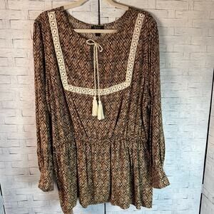 Mackenzie & James tunic lace lace puff sleeve cottage core bohemian plus size